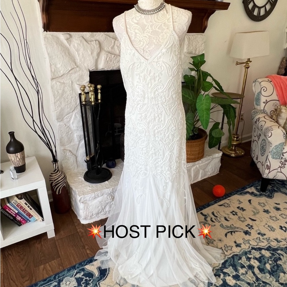 DB Studio White Beaded Gown Wedding Dress Size 16 NWT